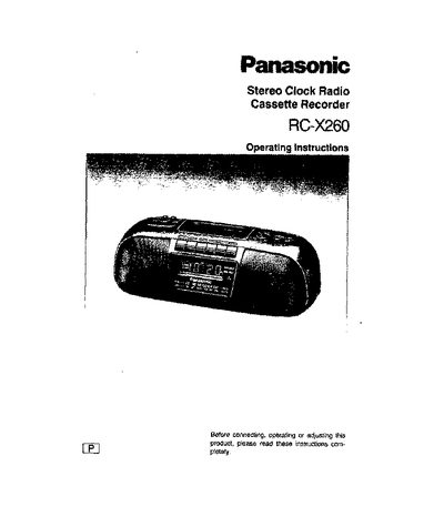 Panasonic RC-X260 Stereo Clock Radio Cassette Recorder Operating Instructions - cover page