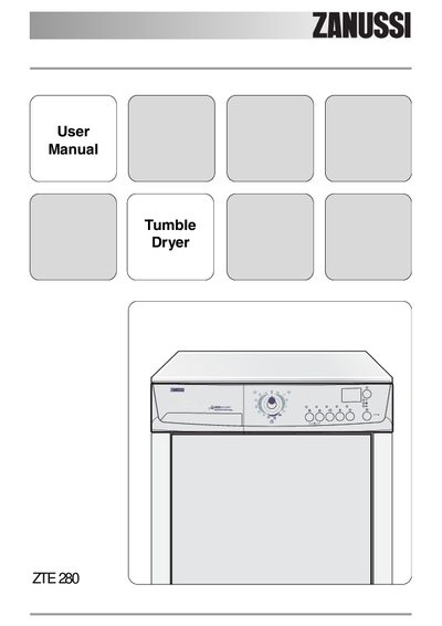 ZANUSSI ZTE 280 Tumble Dryer User Manual - cover page