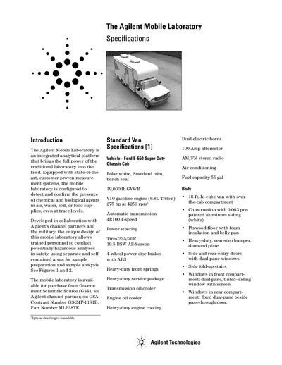 Agilent MLP28TK Mobile Laboratory Specifications Manual - cover page
