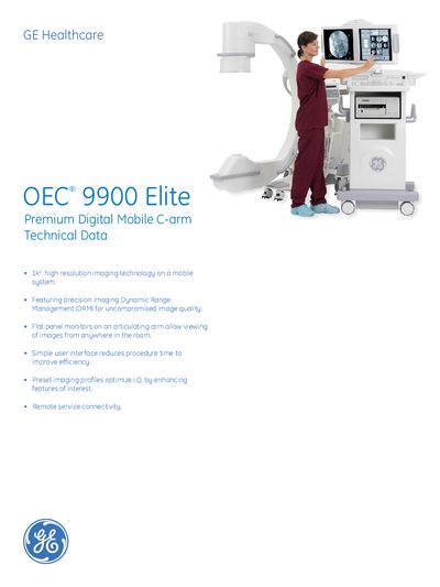 GE OEC 9900 Elite Datasheet - cover page