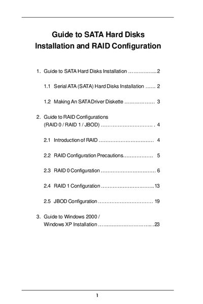 ASRock SATA Hard Disk Installation and RAID Configuration Guide - cover page