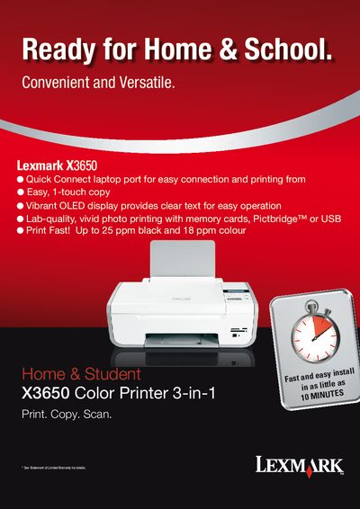 Lexmark X3650 Color Printer User Manual - cover page