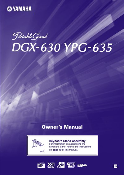 Yamaha DGX-630/YPG-635 Digital Piano Owner's Manual