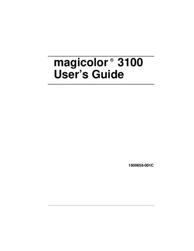 Minolta magicolor 3100 User Guide - cover page