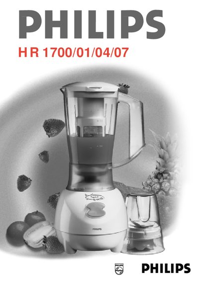 Philips HR1700 Blender &amp; Mill User Manual