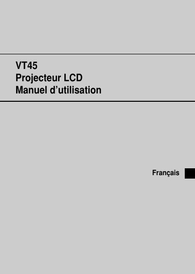 NEC VT45 Projector User Manual - cover page