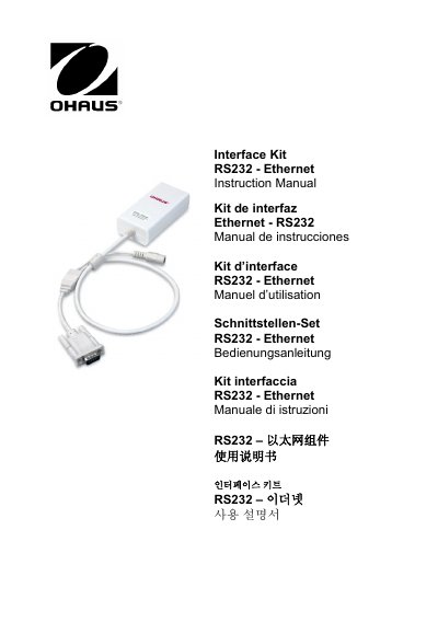 OHAUS EN-1 RS232-Ethernet Interface Kit Instruction Manual
