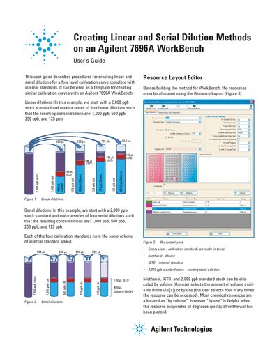 Creating Linear Serial Dilution Methods on an Agilent 7696A WorkBench users guide  - cover page