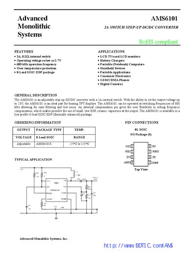 Advanced Monolithic Systems AMS6101 Datasheet - cover page