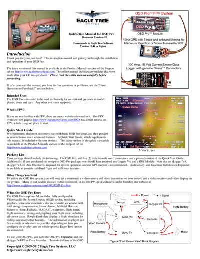 Eagle Tree Systems OSD Pro User Manual - cover page