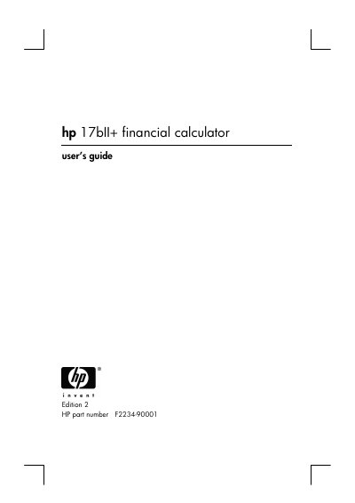HP 17bII+ Financial Calculator User Manual