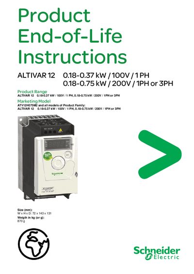 Schneider ALTIVAR 12 End-of-Life Instructions - cover page