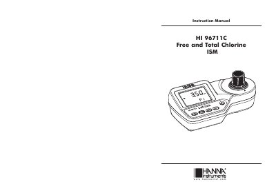 Hanna HI 96711C Free and Total Chlorine ISM Instruction Manual - cover page