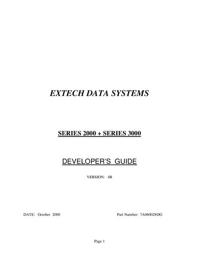 Extech Data Systems SERIES 2000 & SERIES 3000 Developer's Guide - cover page