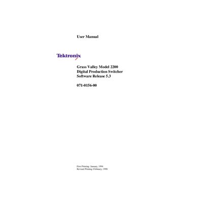 Grass Valley Model 2200 Digital Production Switcher User Manual - cover page