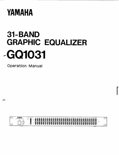 Yamaha GQ1031 Graphic Equalizer Operation Manual - cover page
