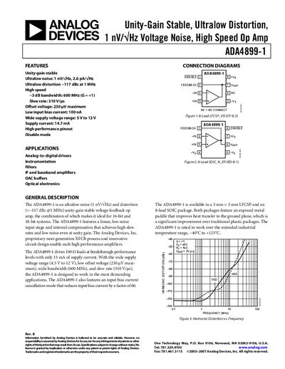 Analog Devices ADA4899-1 Datasheet Rev B - cover page