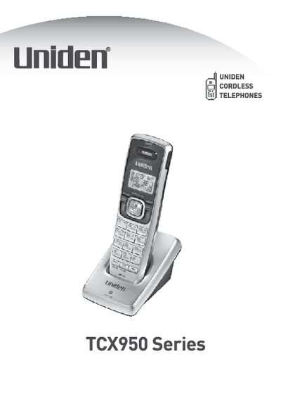 Uniden TCX950 Series Accessory Handset User Manual - cover page