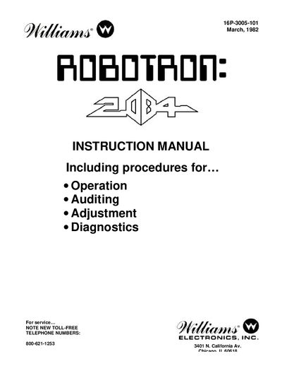 Williams Robotron 2084 Service Manual