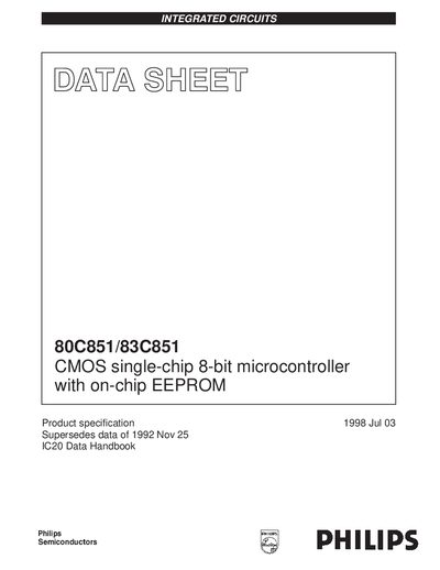 Philips 80C851/83C851 Datasheet - cover page