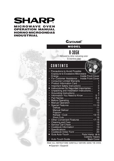 SHARP R-305KS Operation Manual - cover page