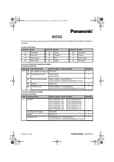 Panasonic KXTG3021-ACCESS handbook - cover page