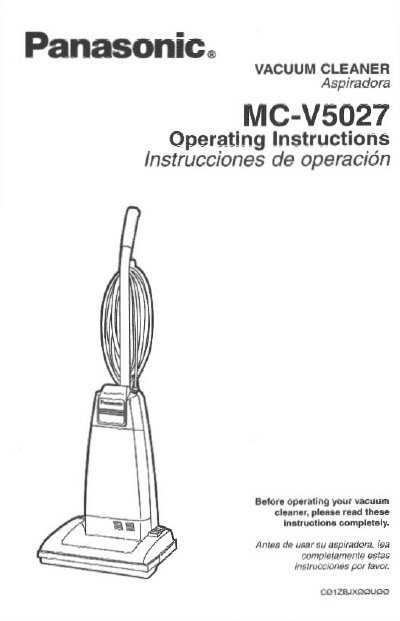 Panasonic MC-V5027 Vacuum Cleaner Operating Instructions - cover page