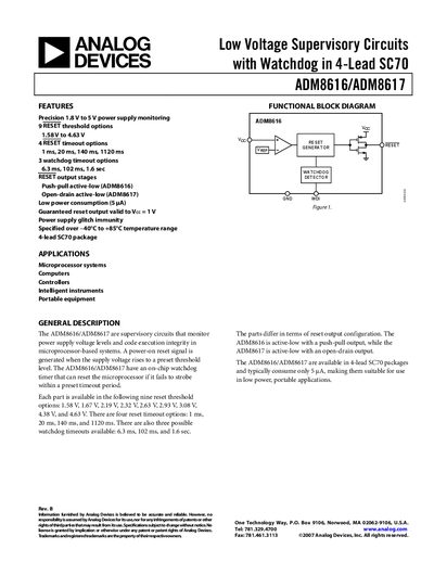 Analog Devices ADM8616/ADM8617 Product Handbook Rev B