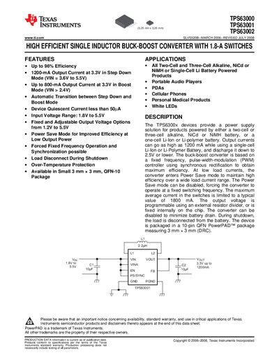 Texas Instruments TPS63000/TPS63001/TPS63002 Buck-Boost Converter Handbook - cover page