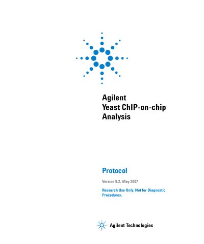 Agilent Yeast ChIP-on-chip Analysis Protocol Version 9.2 - cover page
