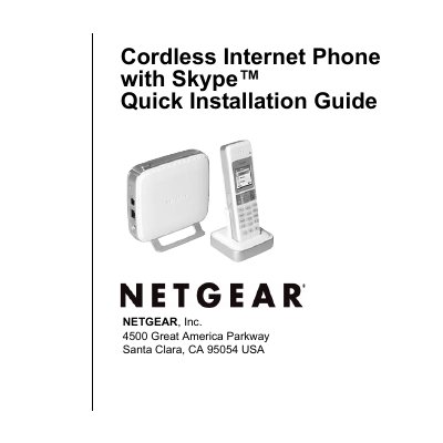 NETGEAR SPH200D Cordless Internet Phone with Skype Quick Installation Guide - cover page
