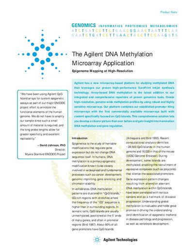 Agilent CpG Island Microarray Application Note - cover page