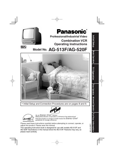 Panasonic AG-513F Combination VCR Operating Instructions - cover page