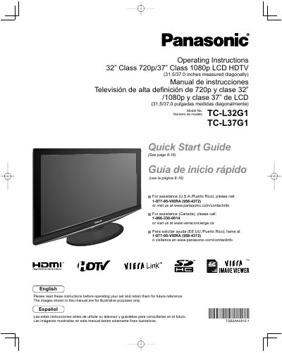 Panasonic TC-L32G1/TC-L37G1 LCD HDTV Operating Instructions - cover page