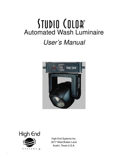 High End Systems Studio Color 575-M/575-S User Manual - cover page