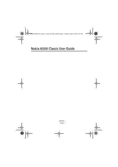 Nokia 6500 Classic Mobile Phone User Guide - cover page