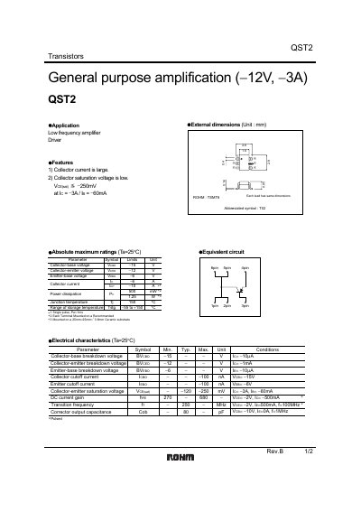 ROHM QST2 Transistor Datasheet - cover page