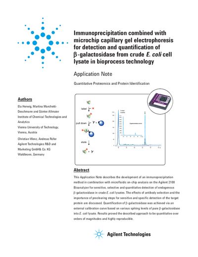 Agilent 2100 Bioanalyzer Immunoprecipitation Application Note - cover page