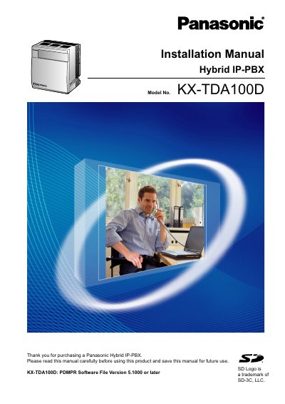 Panasonic KX-TDA100D Installation Manual - cover page
