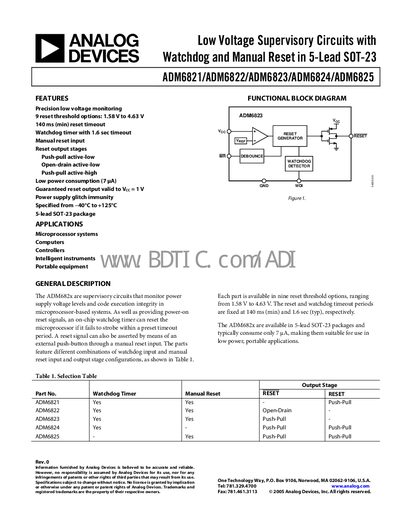 Analog Devices ADM6821/ADM6822/ADM6823/ADM6824/ADM6825 Datasheet - cover page
