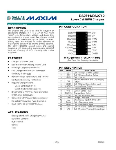 Maxim DS2711/DS2712 Datasheet - cover page