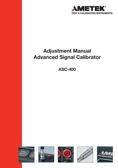 JOFRA ASC-400 Advanced Signal Calibrator Adjustment Manual - cover page