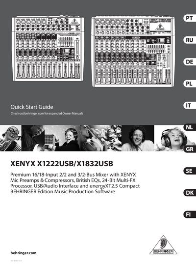Behringer XENYX X1222USB/X1832USB Mixer Quick Start Guide