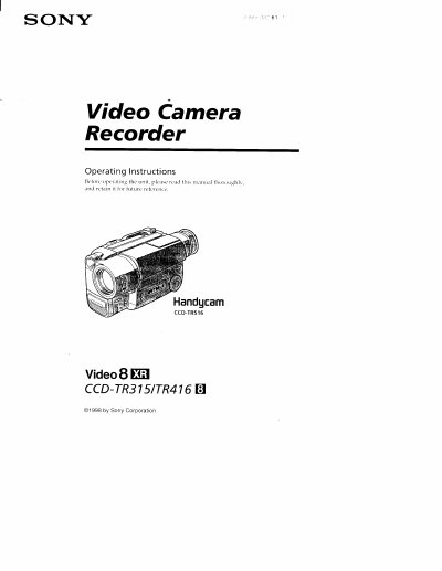 Sony CCD-TR315/CCD-TR416/CCD-TR516 Camcorder User Manual