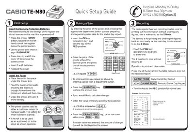 Casio TE-M80 Cash Register User Manual - cover page