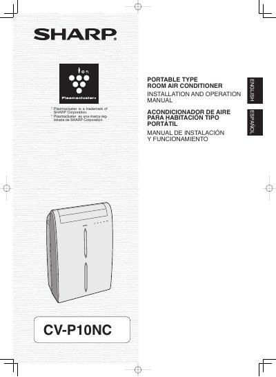 Sharp CV-P10NC Portable Air Conditioner Installation and Operation Manual - cover page