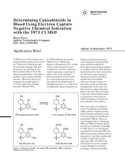 Agilent 5973 CI MSD Application Note Determining Cannabinoids in Blood - cover page