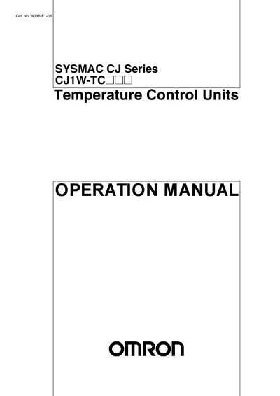 Omron CJ1W-TCLILIL Temperature Control Unit Operation Manual - cover page