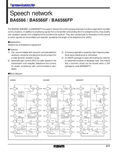 ROHM BA6566 BA6566F BA6566FP DATA SHEET - cover page