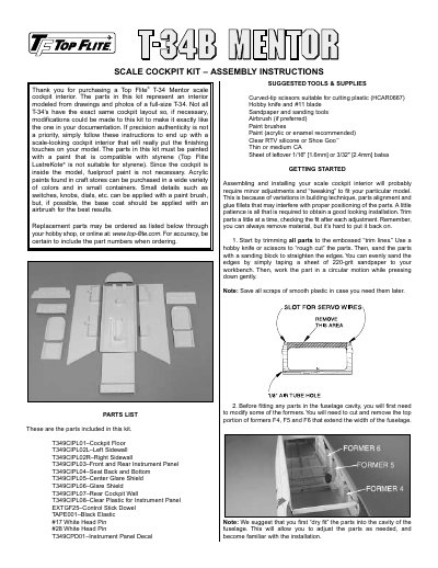 Top Flite T-34B Mentor Scale Cockpit Kit Assembly Instructions - cover page
